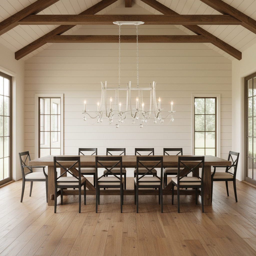 Riviko Blossom Cascade Long Chandelier - modern American farmhouse dining room