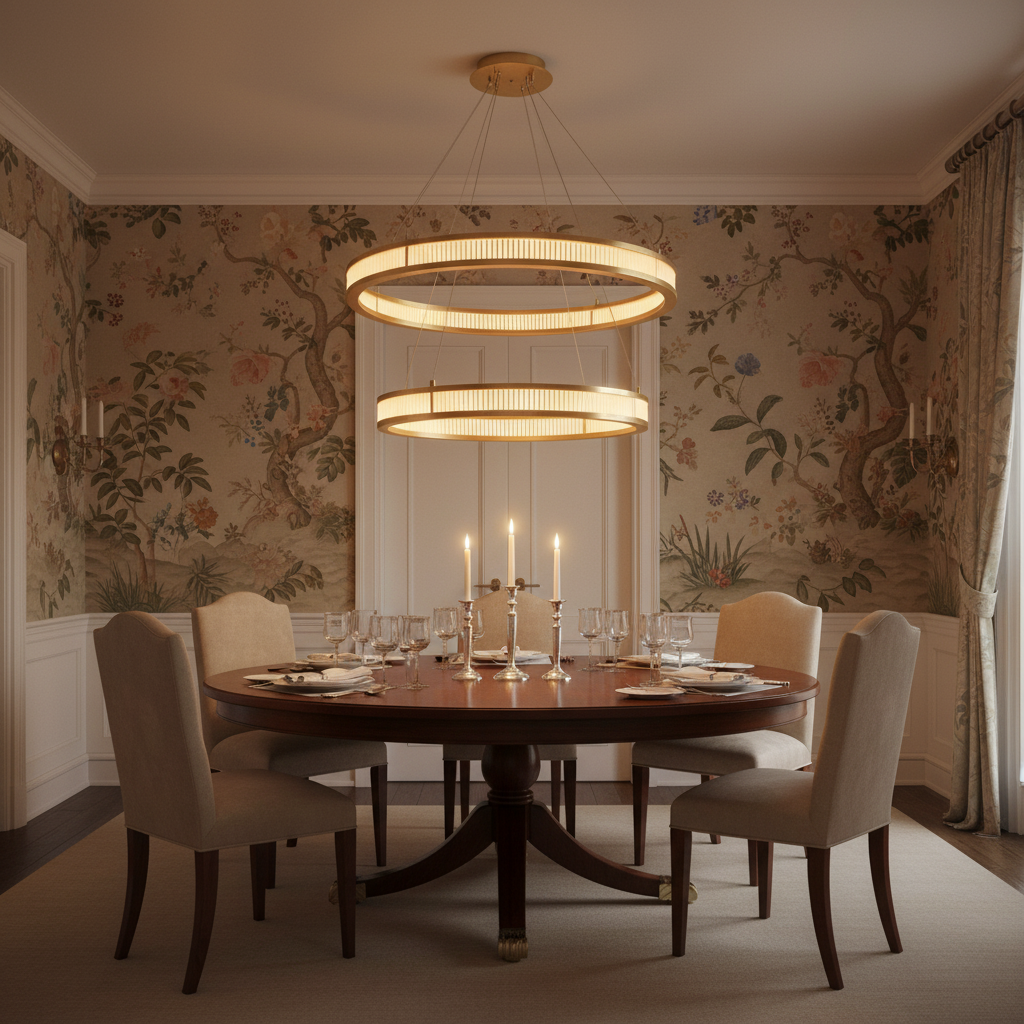 Riviko Deco Radiance Round Chandelier - formal American dining room