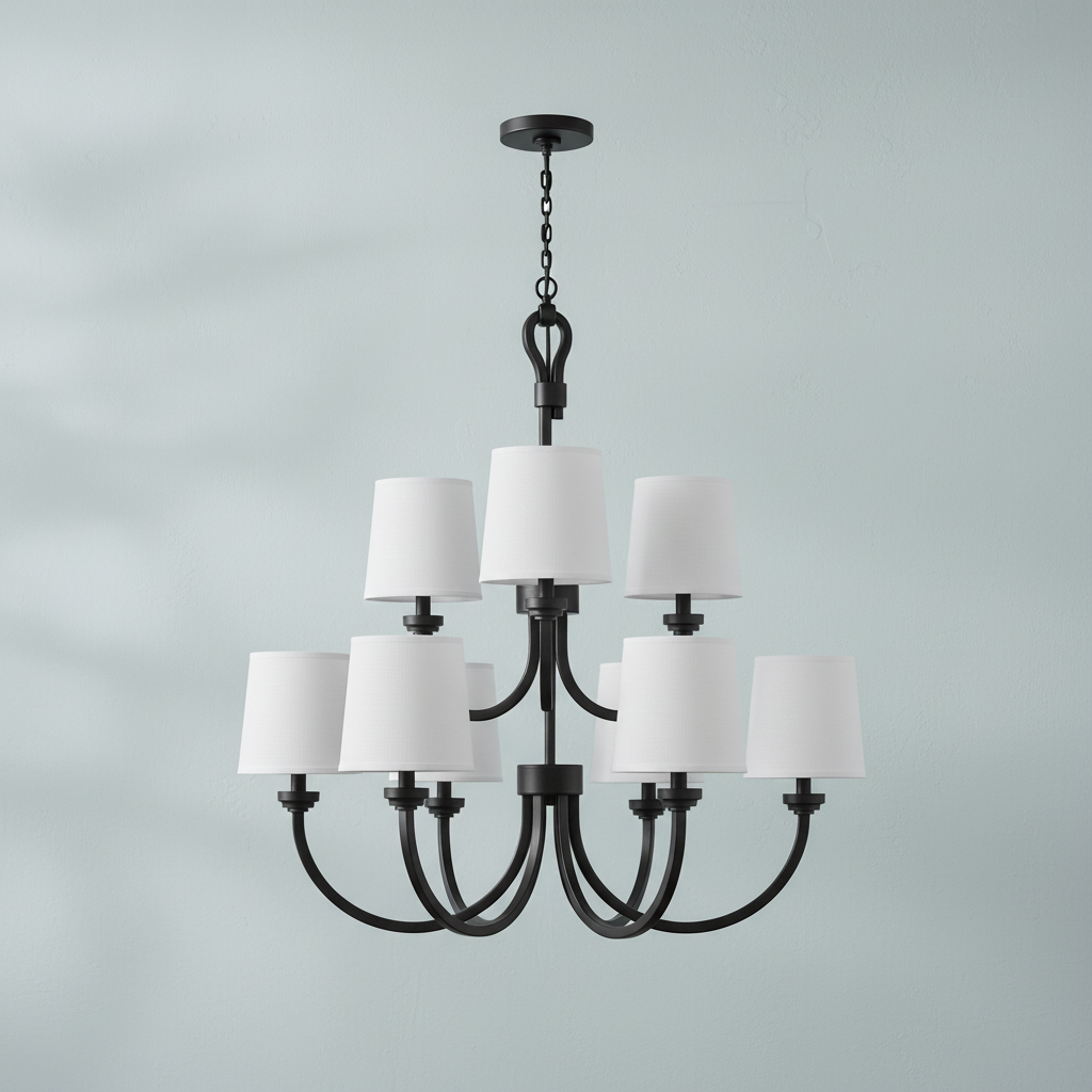 Riviko Seagrass Weave 9-Light Chandelier - Background Shot