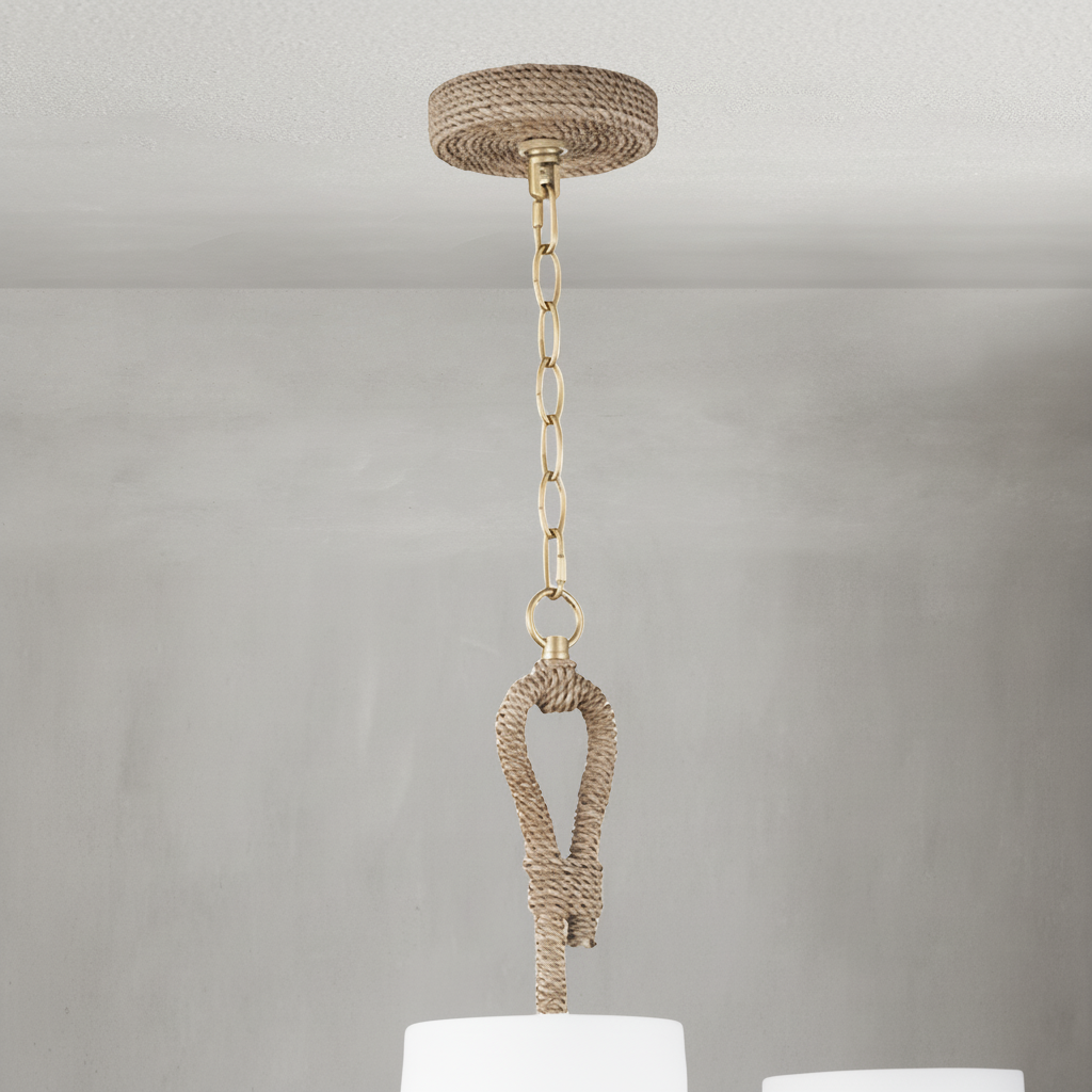 Riviko Seagrass Weave 9-Light Chandelier - Background Shot