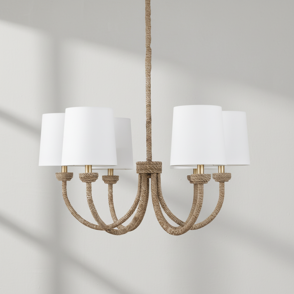 Riviko Coastal Weave 6-Light Chandelier - Background Shot