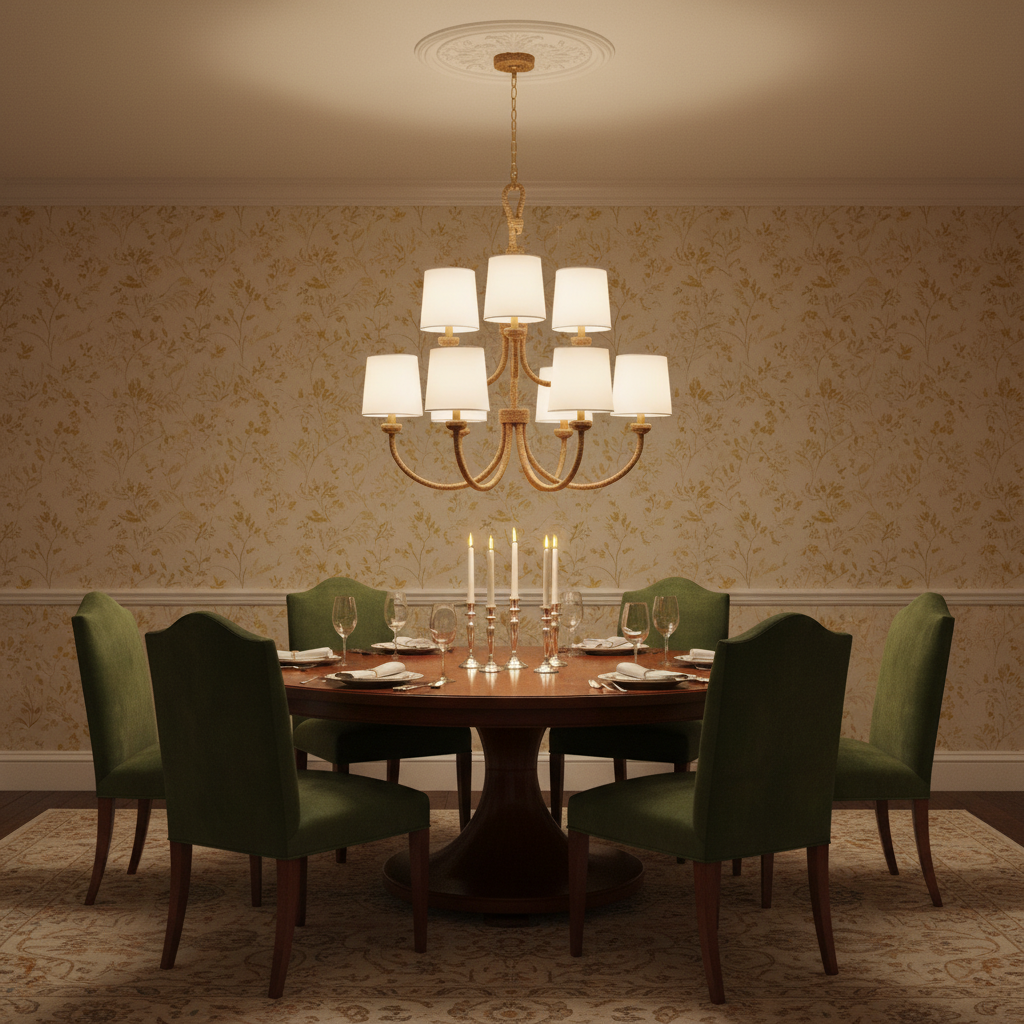 Riviko Seagrass Weave 9-Light Chandelier - formal American dining room