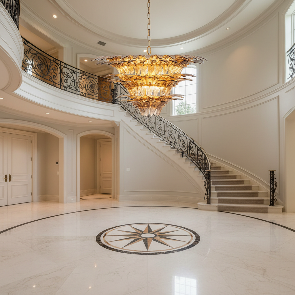 Riviko Veridian Bloom 9-Light Chandelier - grand American foyer with two-story ceiling
