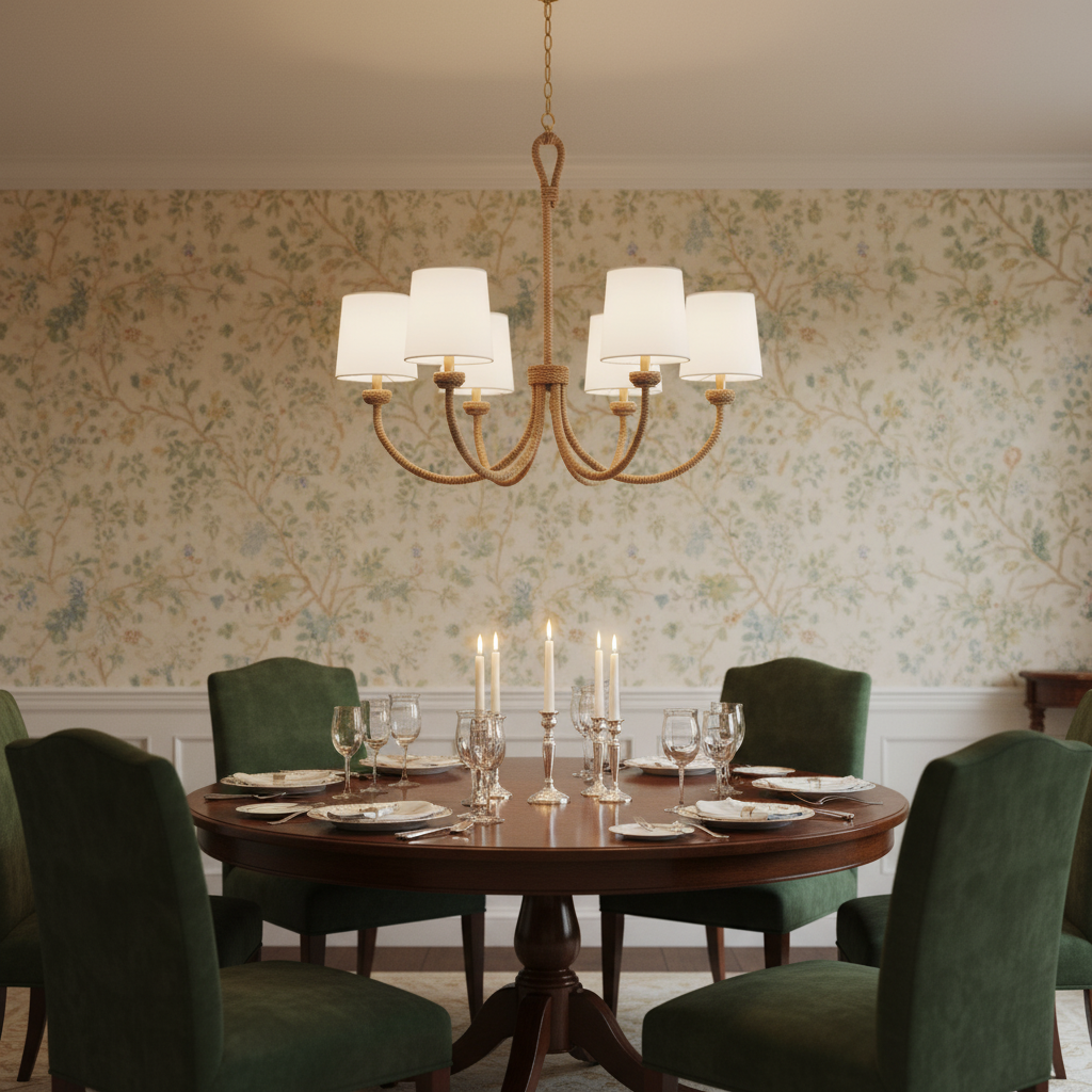 Riviko Coastal Weave 6-Light Chandelier - formal American dining room