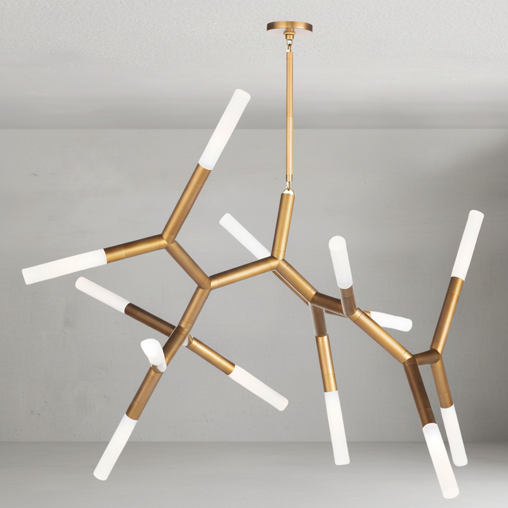 Riviko Stellar Branching Polished Nickel Chandelier - Background Shot