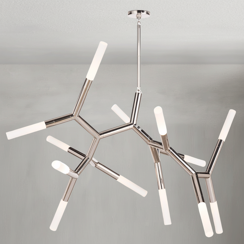 Riviko Stellar Branching Polished Nickel Chandelier - Background Shot