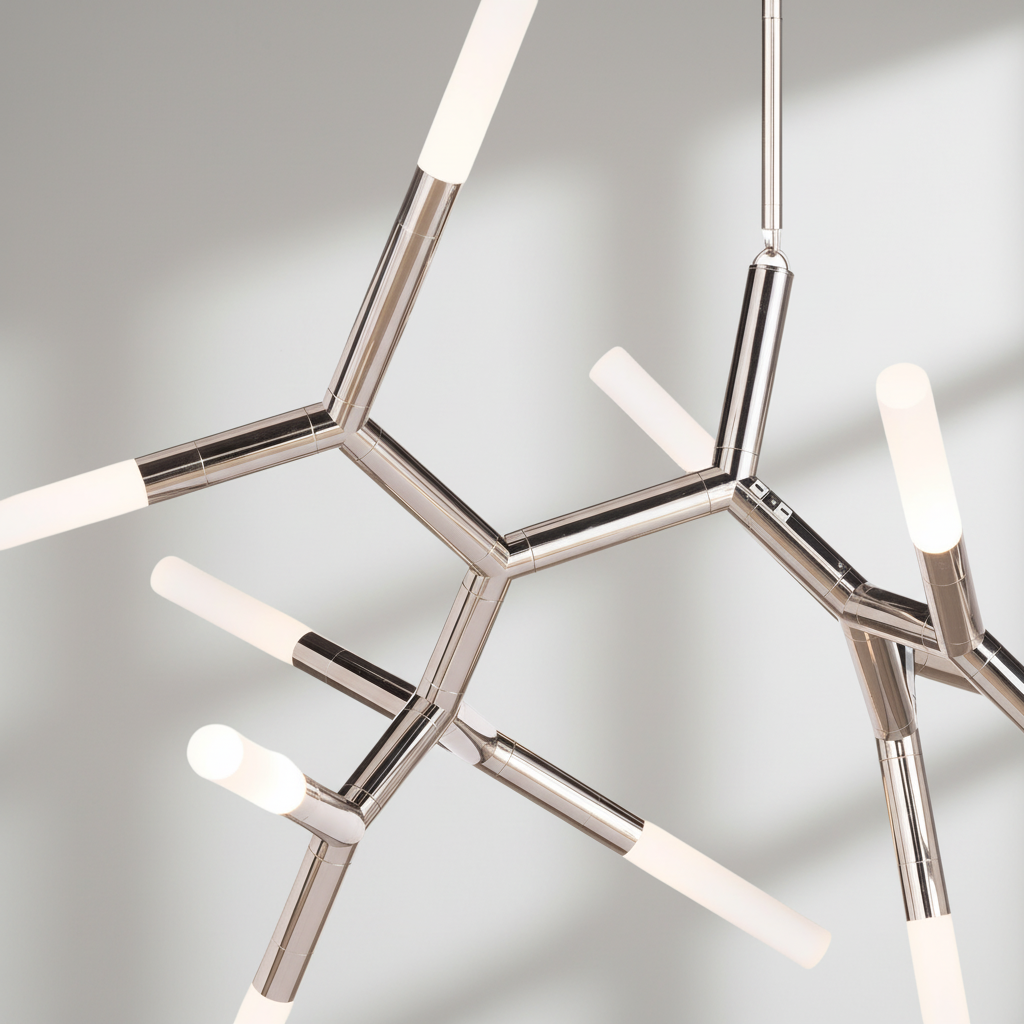 Riviko Stellar Branching Polished Nickel Chandelier - Background Shot