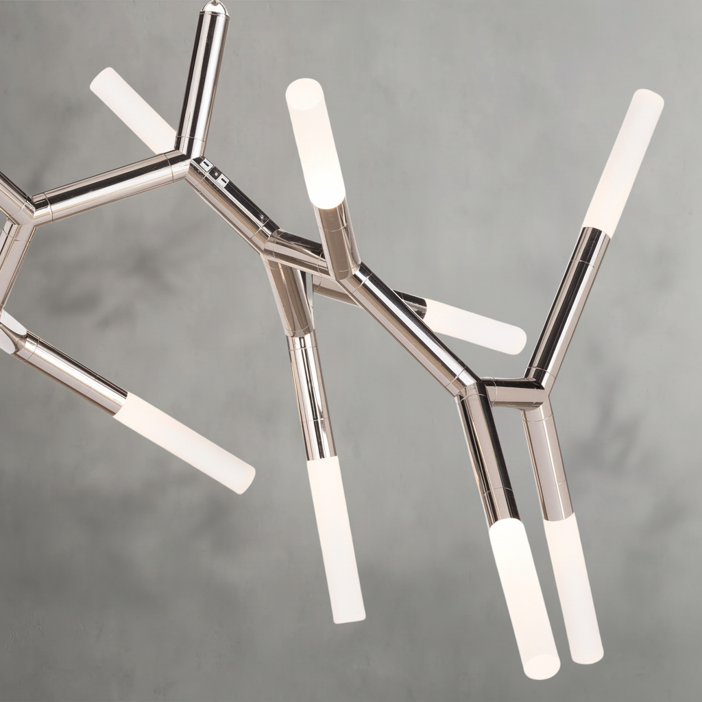 Riviko Stellar Branching Polished Nickel Chandelier - Background Shot