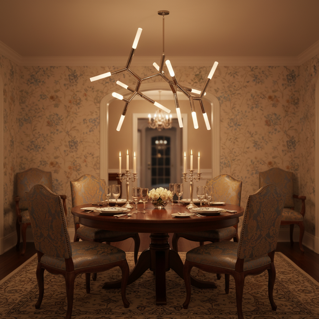Riviko Stellar Branching Polished Nickel Chandelier - formal American dining room