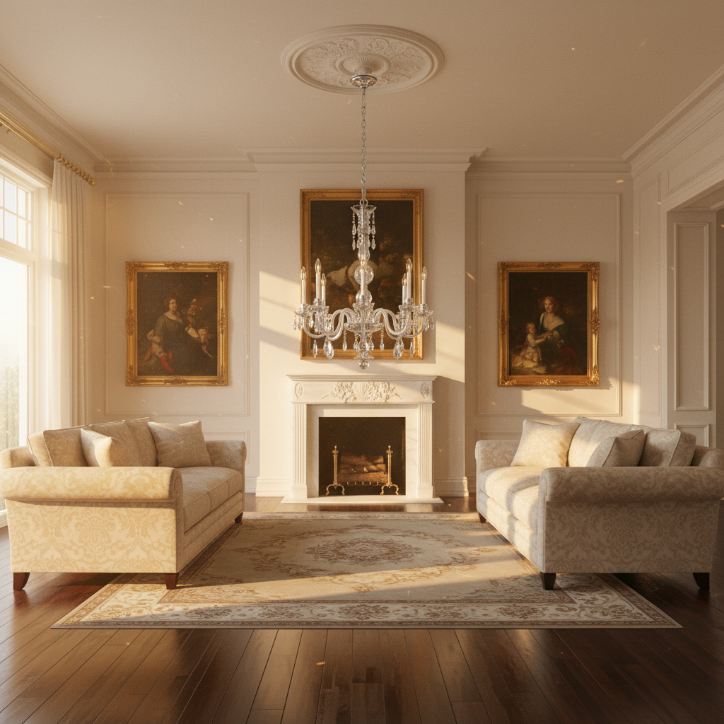 Riviko Aura Grandeur 8-Light Chandelier - American formal living room with 12-foot ceilings