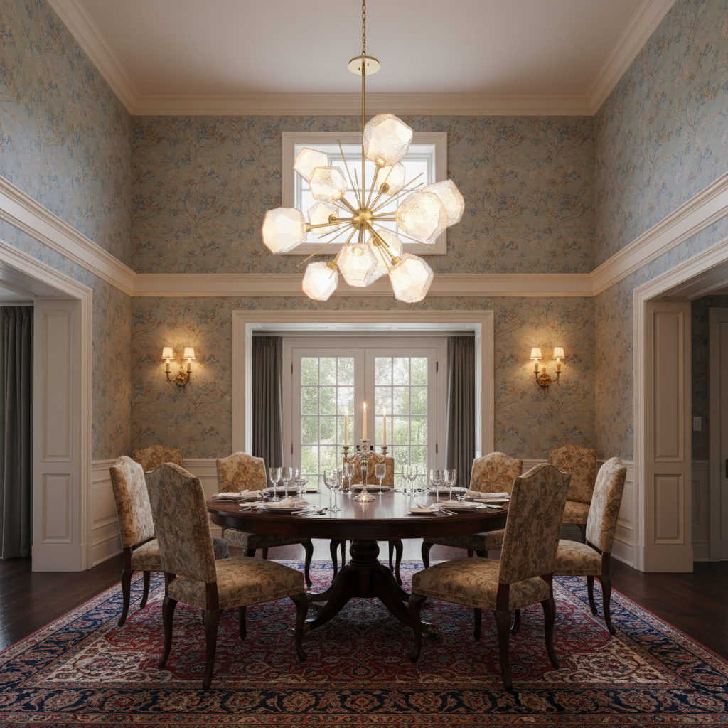 Riviko Radiant Bloom Starburst Chandelier - formal American dining room