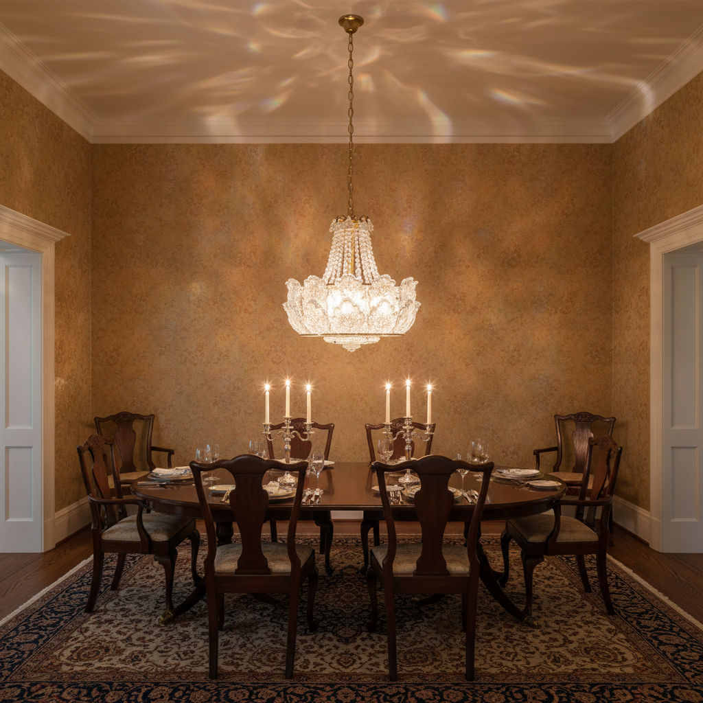 Riviko Veridian Leaf Motif Chandelier - formal American dining room