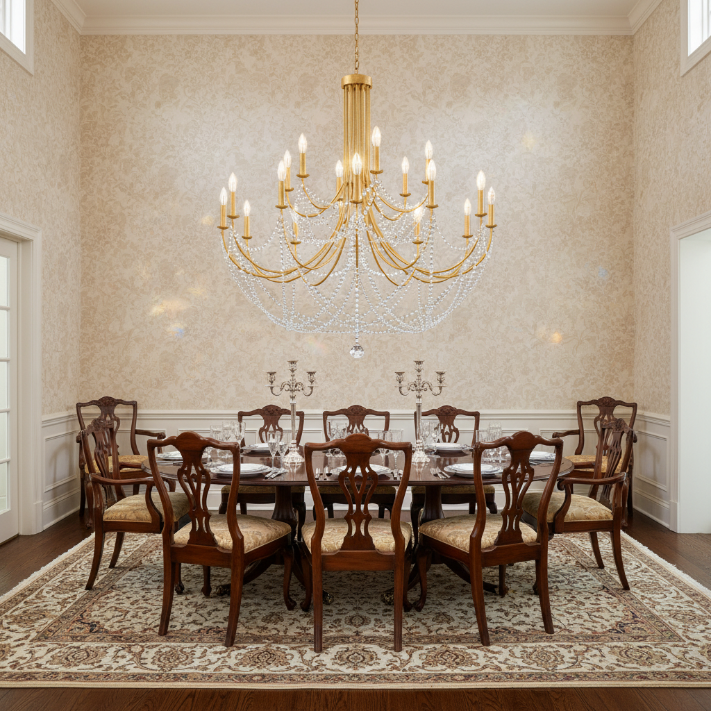 Riviko Radiant Crescent Chandelier - formal American dining room