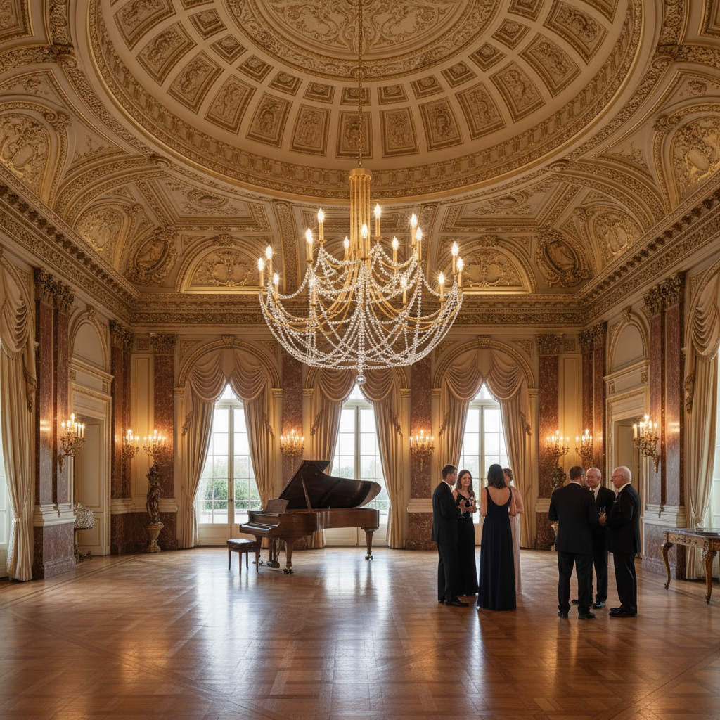 Riviko Radiant Crescent Chandelier - American ballroom or formal entertaining space