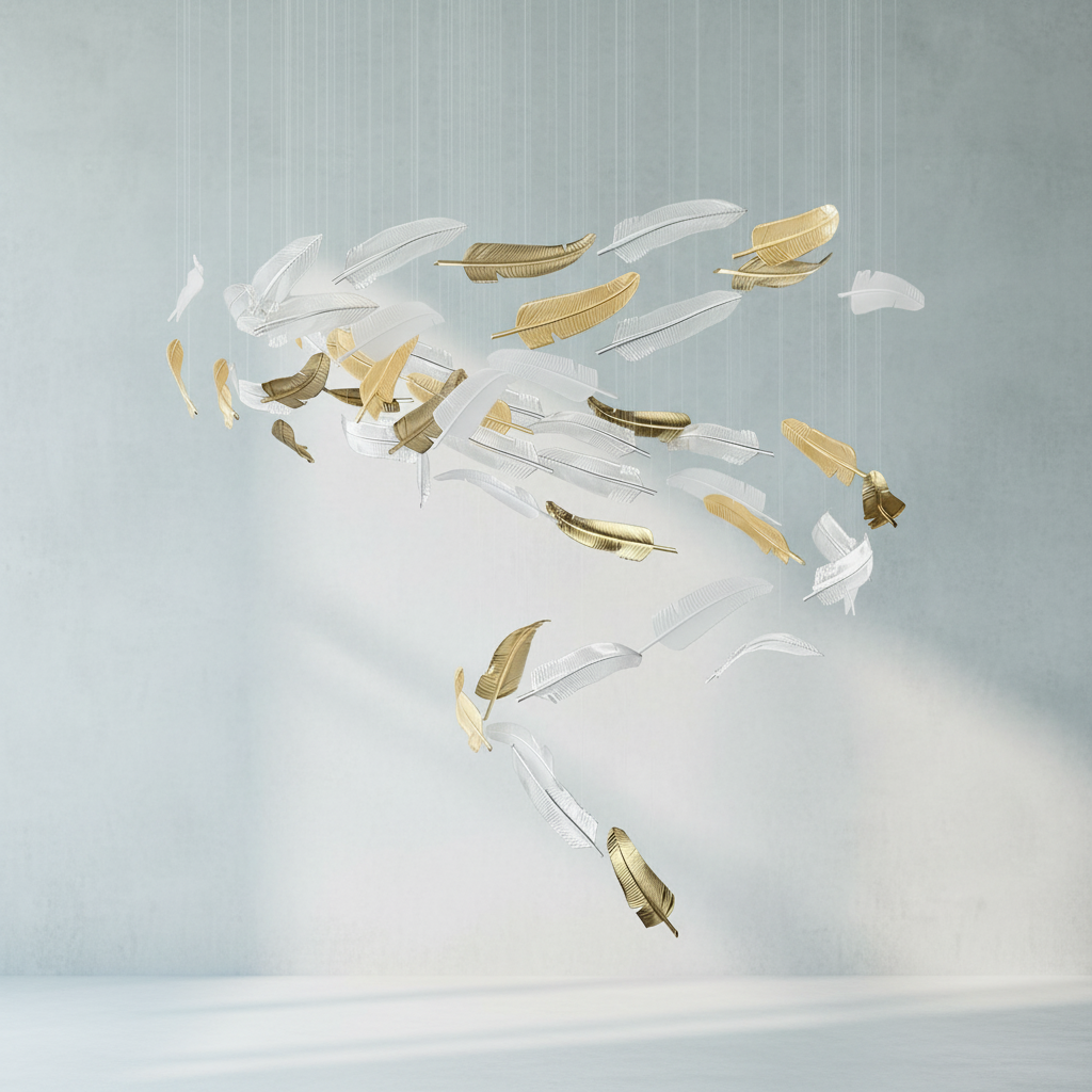 Riviko Ethereal Plume Glass Chandelier - Background Shot