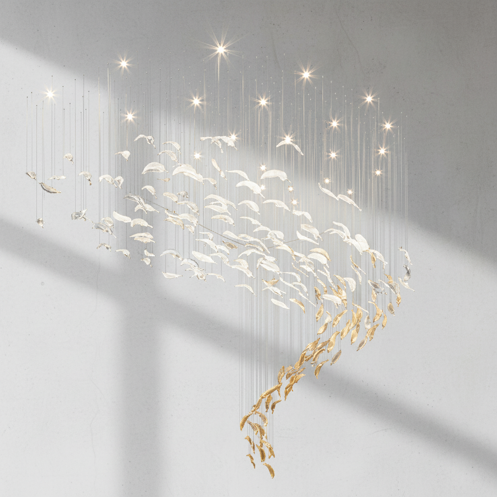 Riviko Ethereal Plume Glass Chandelier - Background Shot