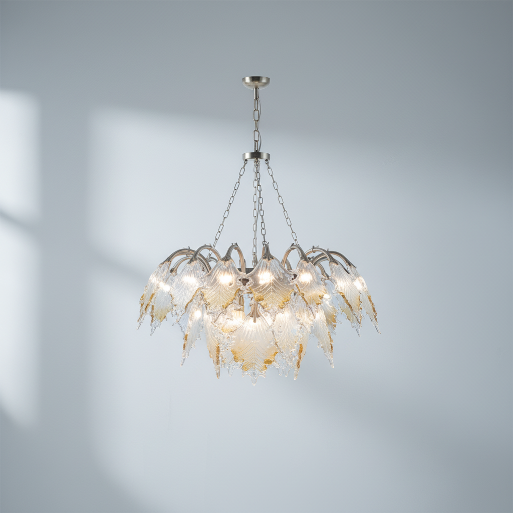 Riviko Ethereal Plume Glass Chandelier - Background Shot