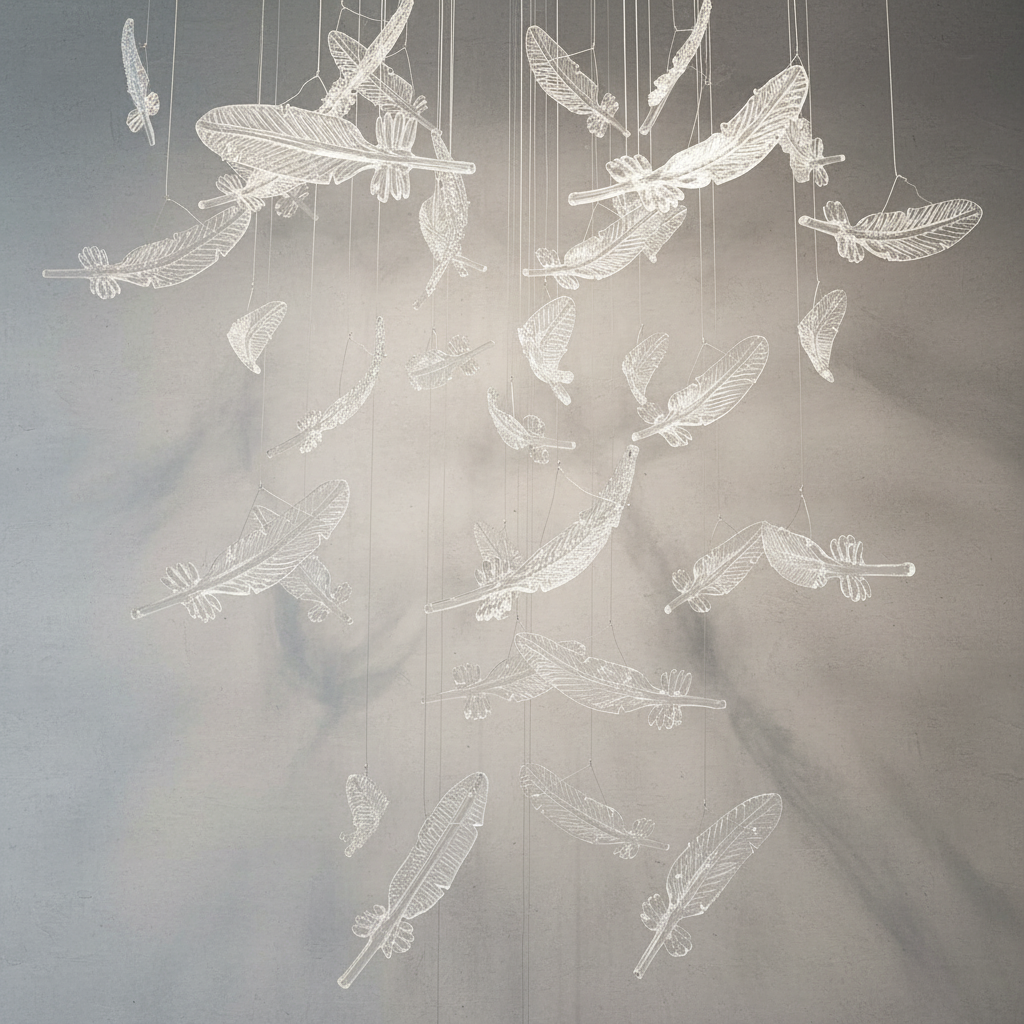 Riviko Ethereal Plume Glass Chandelier - Background Shot