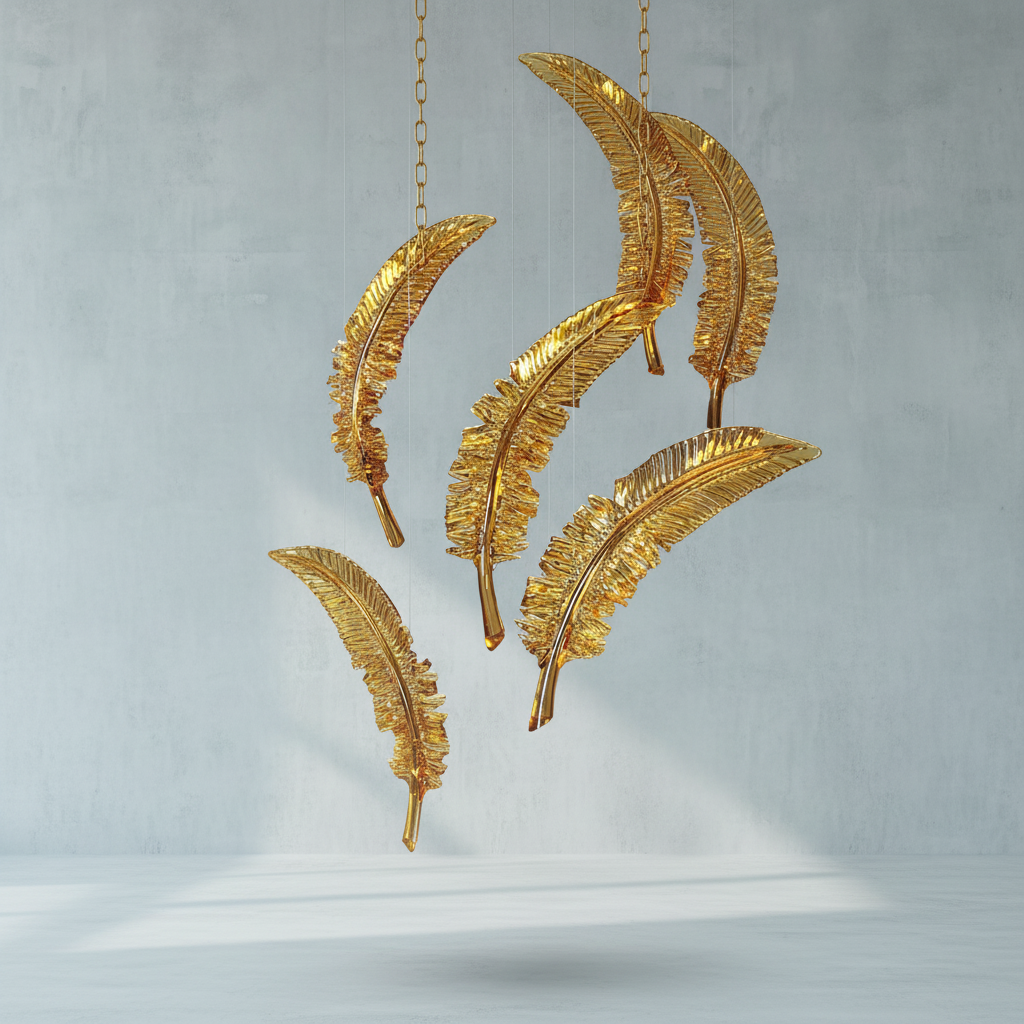 Riviko Ethereal Plume Glass Chandelier - Background Shot