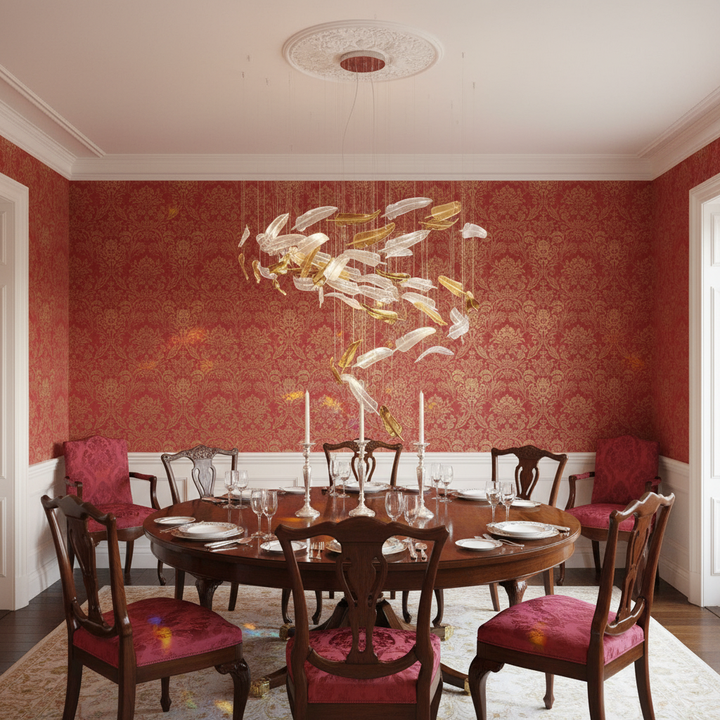 Riviko Ethereal Plume Glass Chandelier - formal American dining room
