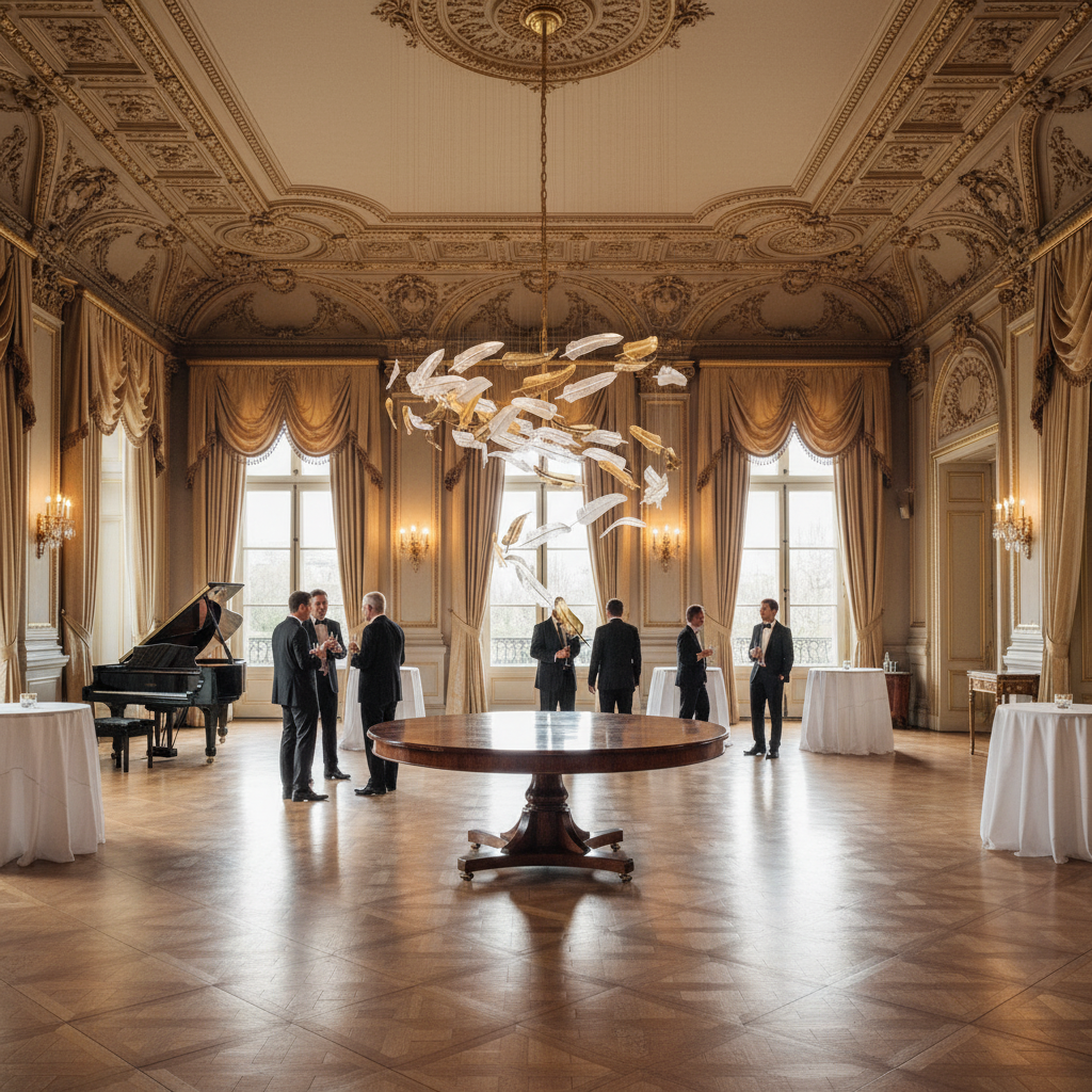 Riviko Ethereal Plume Glass Chandelier - American ballroom or formal entertaining space
