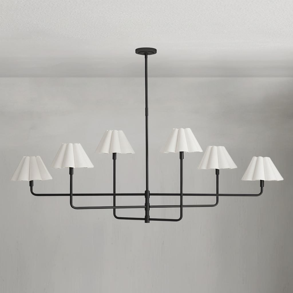 Riviko Sculptural Linen Bloom Chandelier - Background Shot