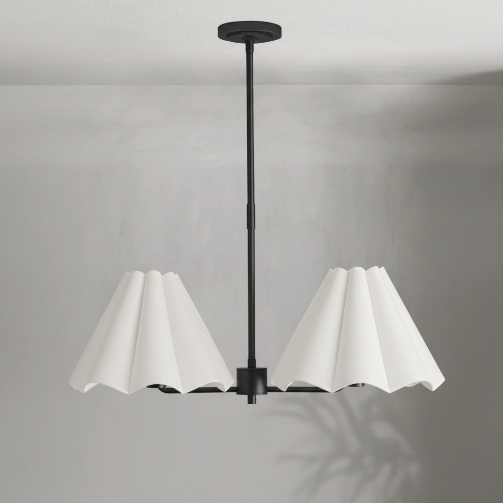 Riviko Sculptural Linen Bloom Chandelier - Background Shot