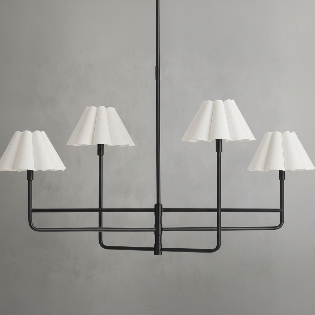 Riviko Sculptural Linen Bloom Chandelier - Background Shot