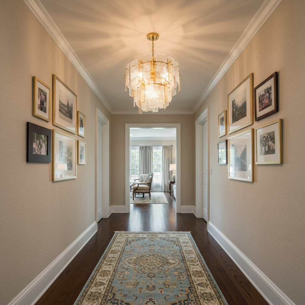 Riviko Aura Glass Orb Chandelier - American transitional hallway
