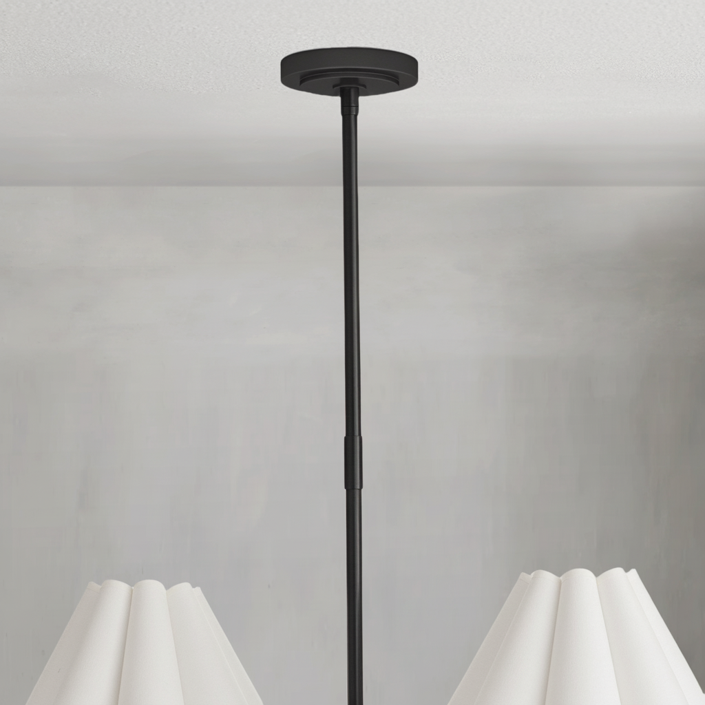Riviko Polara white linen Chandelier(Blackened Brass) - Studio Shot
