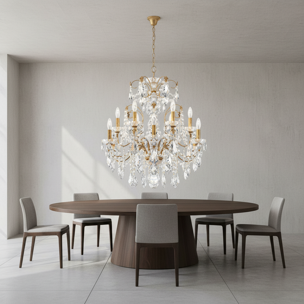 Riviko Regal Radiance 12-Light Chandelier - Background Shot