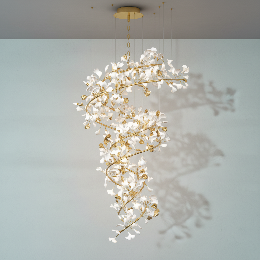 Riviko Ginkgo Branch Linear Chandelier - Background Shot
