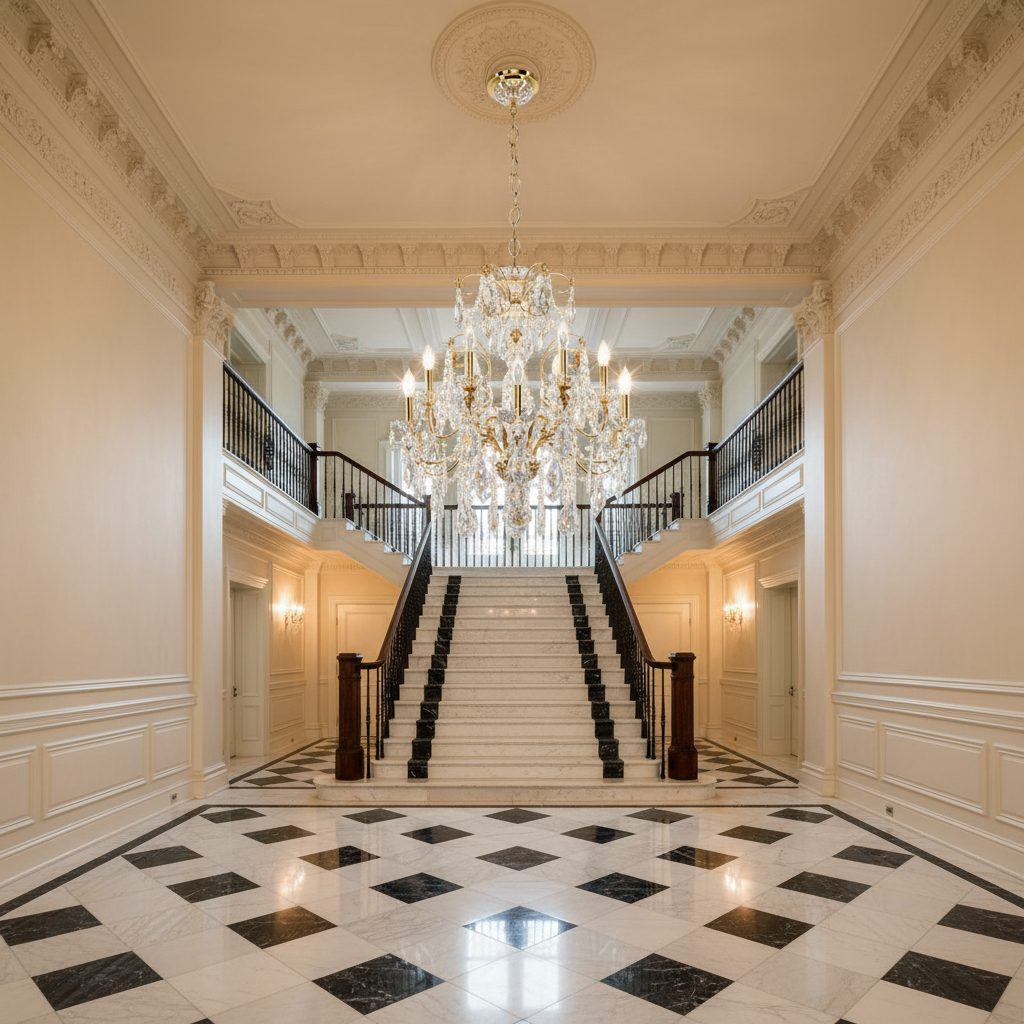 Riviko Regal Radiance 12-Light Chandelier - grand American estate foyer