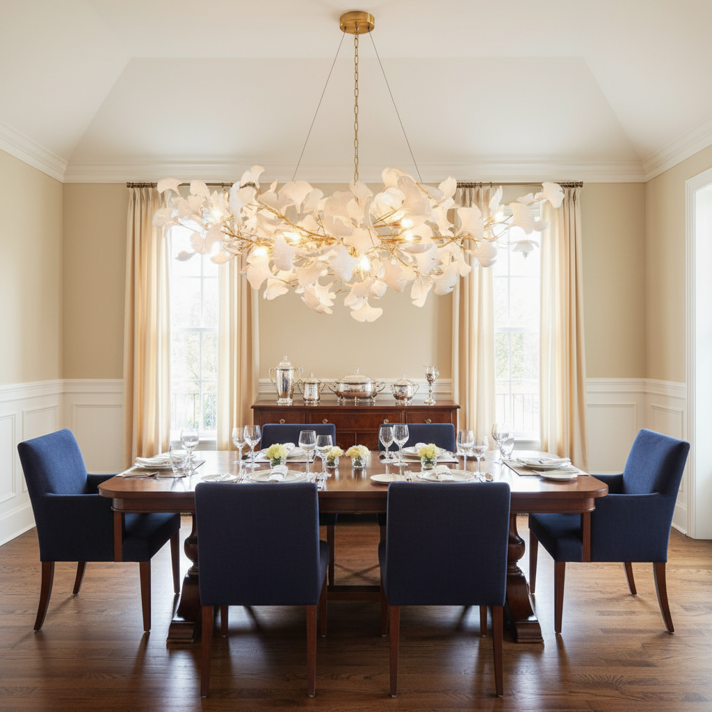 Riviko Ginkgo Branch Linear Chandelier - American transitional dining room