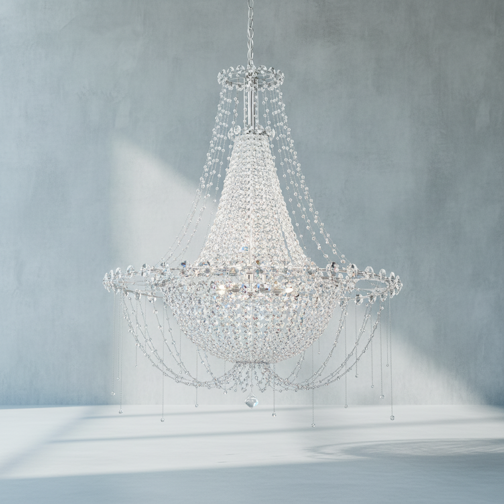 Riviko Radiant Cascade Crystal Chandelier - Background Shot
