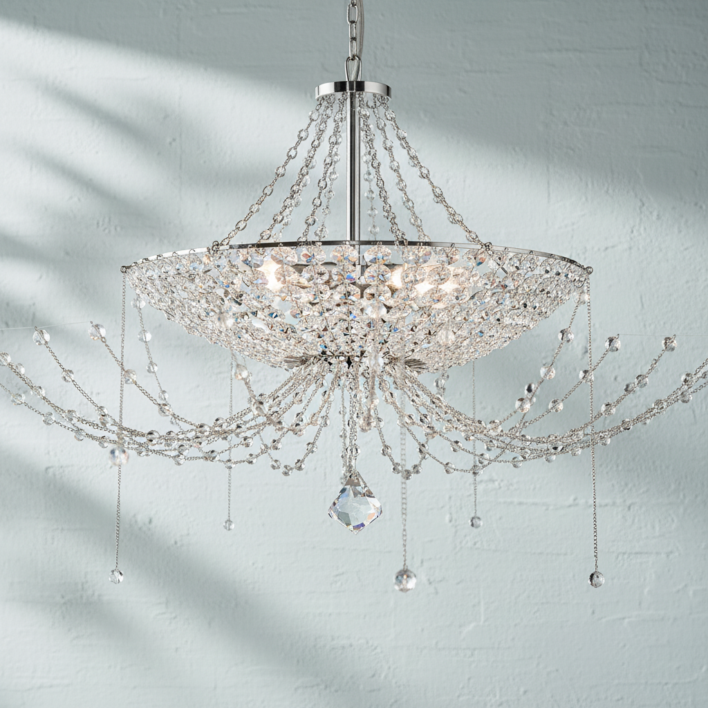 Riviko Radiant Cascade Crystal Chandelier - Background Shot