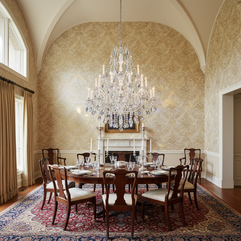 Riviko Bordeaux Crystal Chandelier 40" - formal American dining room