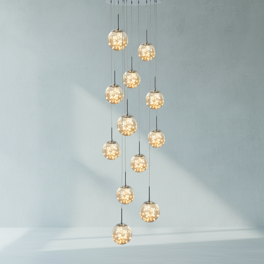 Riviko Celestial Orb Glass Globe Chandelier - Background Shot