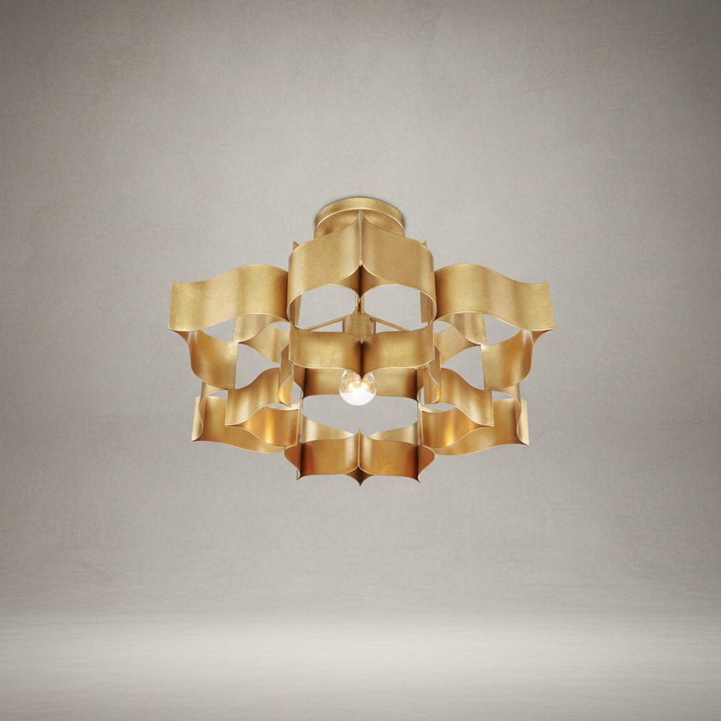 Riviko Gilded Leaflet Small Chandelier - Background Shot