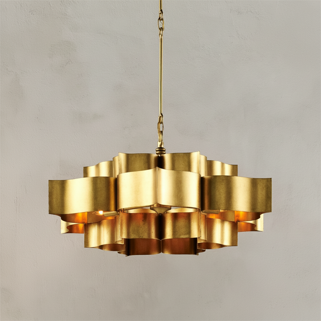 Riviko Gilded Leaflet Small Chandelier - Background Shot