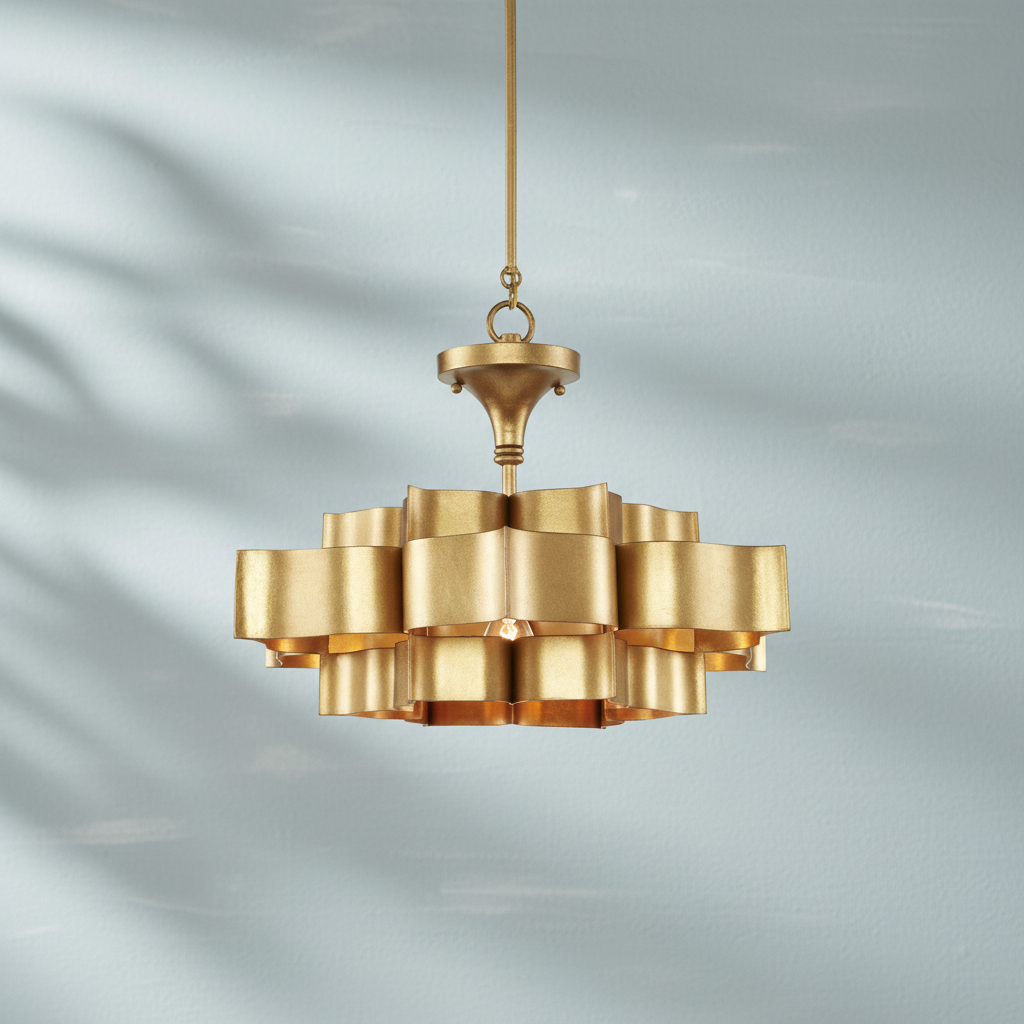 Riviko Gilded Leaflet Small Chandelier - Background Shot