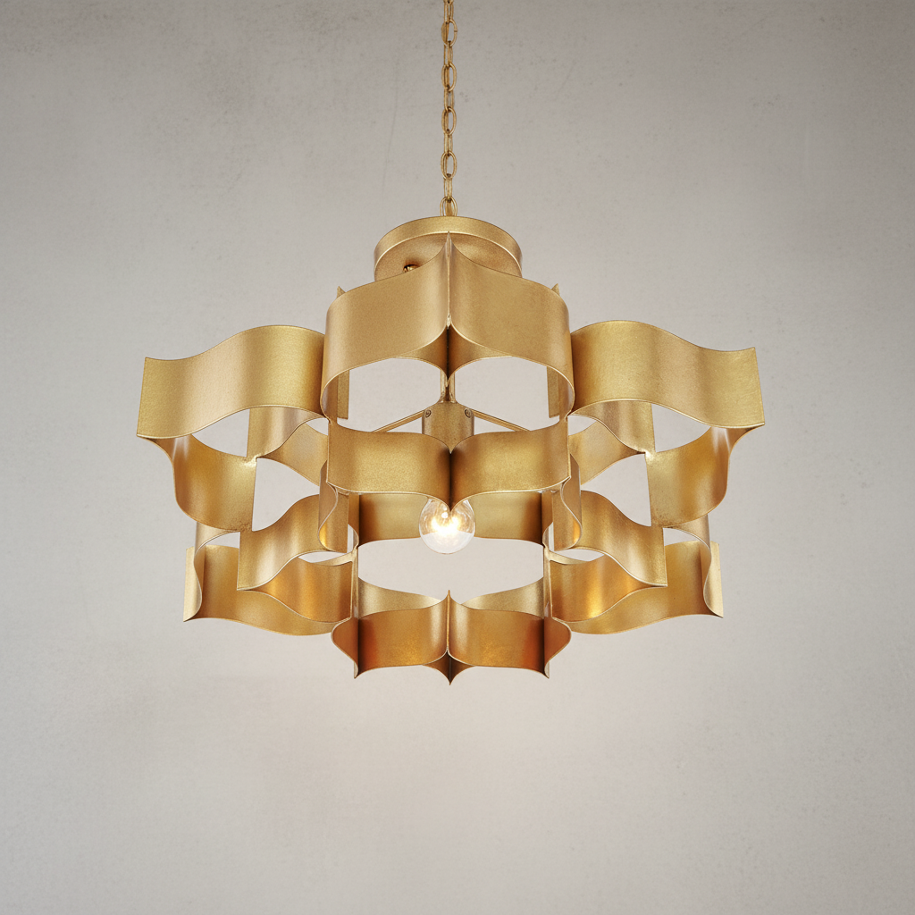 Riviko Gilded Leaflet Small Chandelier - Background Shot