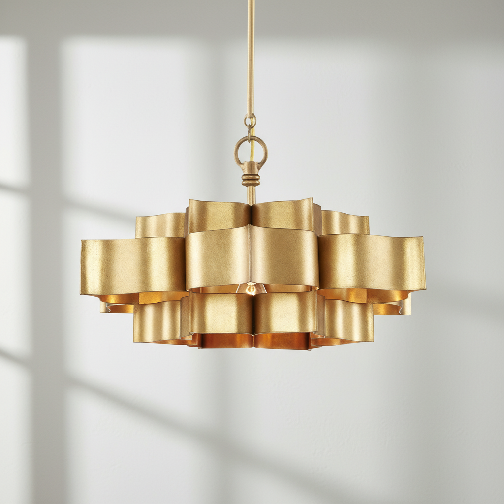 Riviko Gilded Leaflet Small Chandelier - Background Shot