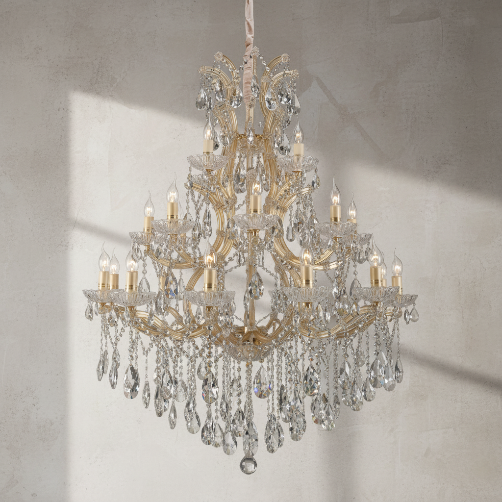 Riviko Grand Tiered Radiance Crystal Chandelier - Background Shot