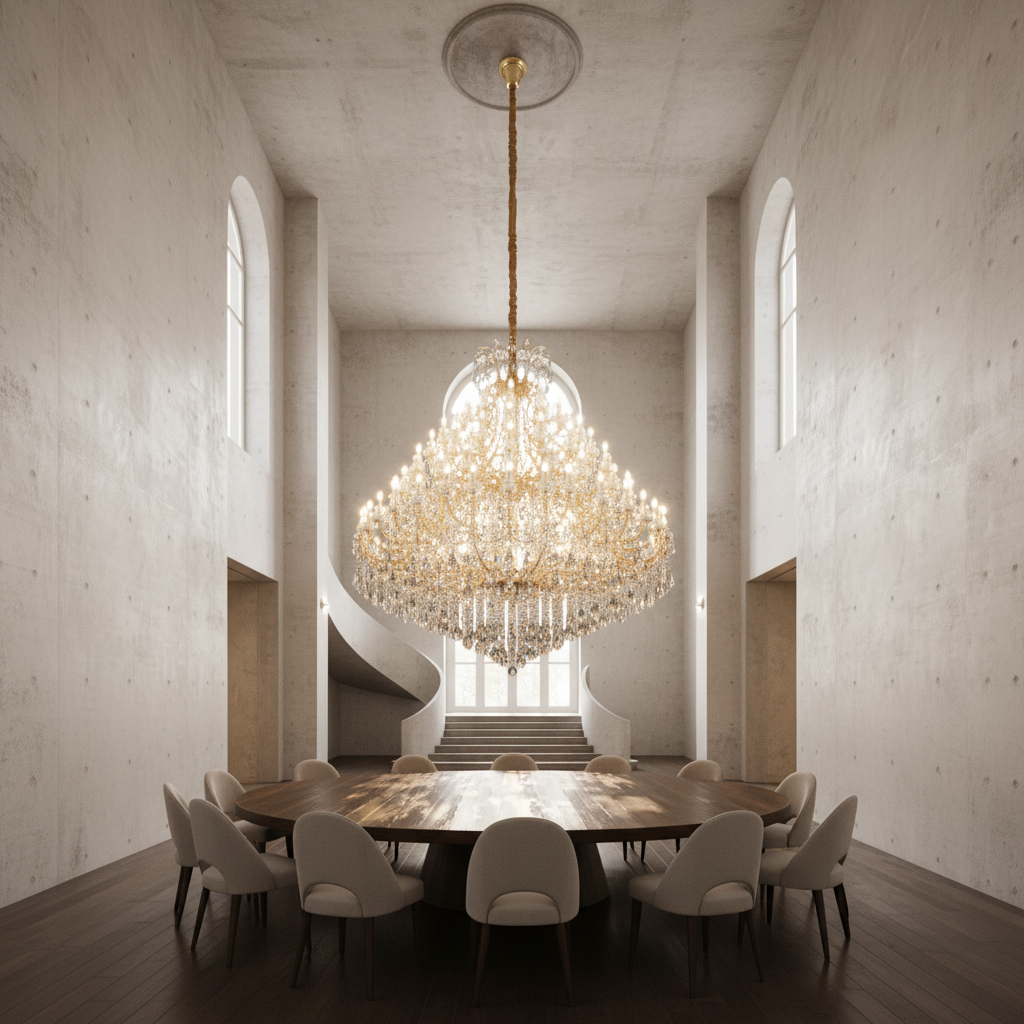 Riviko Grand Tiered Radiance Crystal Chandelier - Background Shot