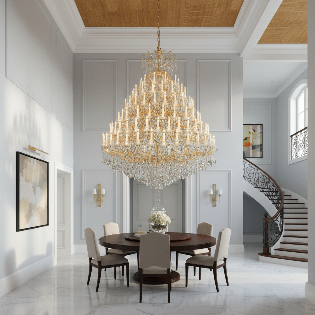 Riviko Grand Tiered Radiance Crystal Chandelier - Background Shot