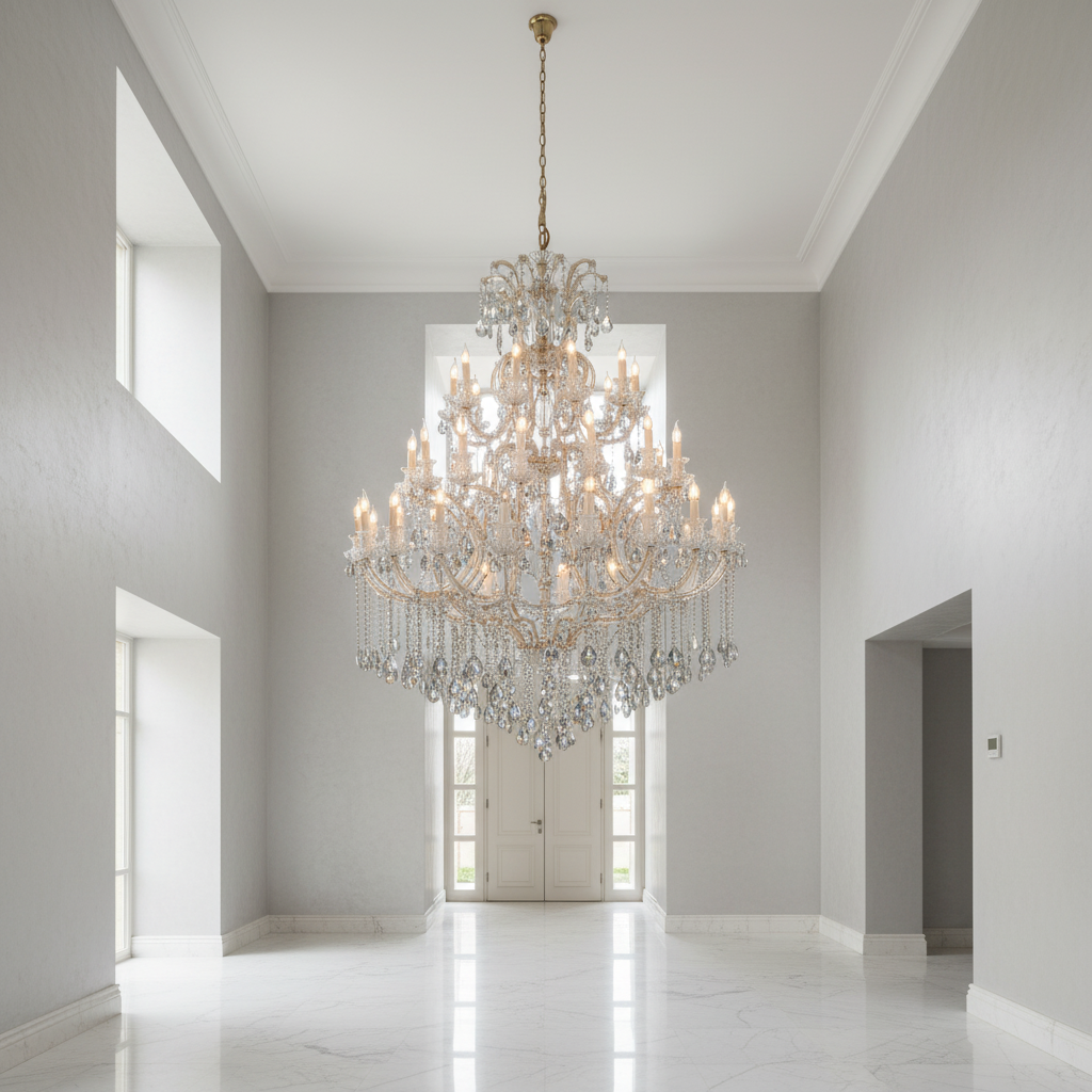 Riviko Grand Tiered Radiance Crystal Chandelier - Background Shot