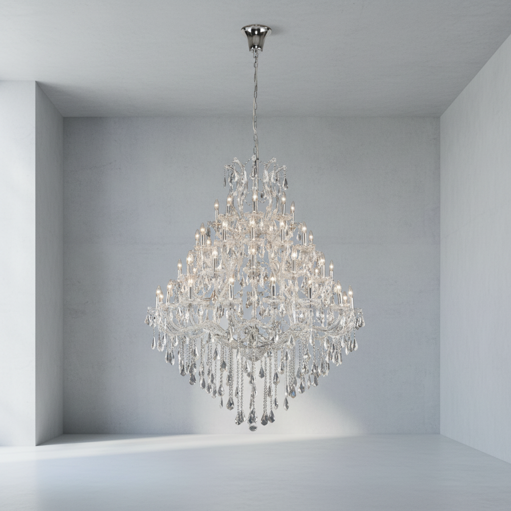 Riviko Grand Tiered Radiance Crystal Chandelier - Background Shot
