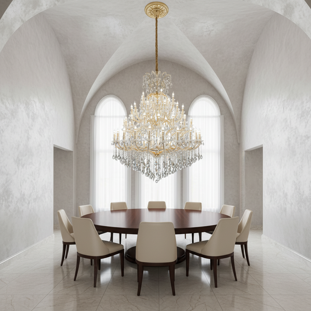 Riviko Grand Tiered Radiance Crystal Chandelier - Background Shot