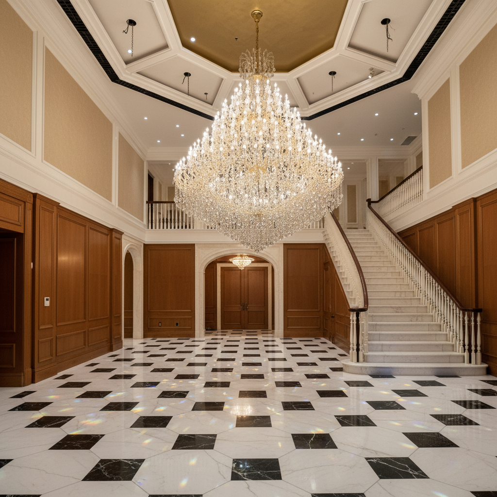 Riviko Extra Large Multi-tiered Candle Light Crystal Chandelier for Hotel/Restaurant - grand American estate foyer